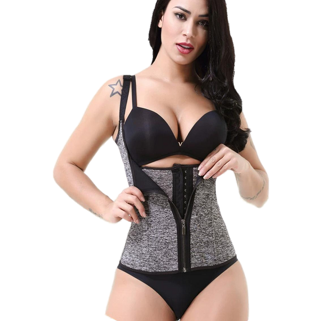 Women Waist Trainer Vest Zipper Corset Body Shaper for Tummy Control Neoprene Cincher Tank Top with Straps