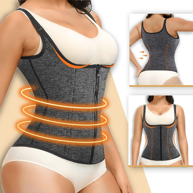 Women Waist Trainer Vest Zipper Corset Body Shaper for Tummy Control Neoprene Cincher Tank Top with Straps