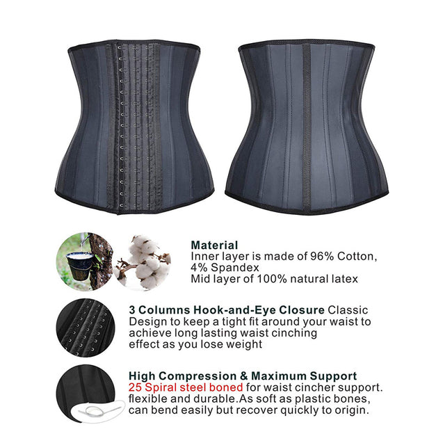 100% Latex Waist Trainer with 25 Steel Boned