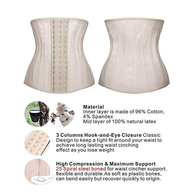 100% Latex Waist Trainer with 25 Steel Boned