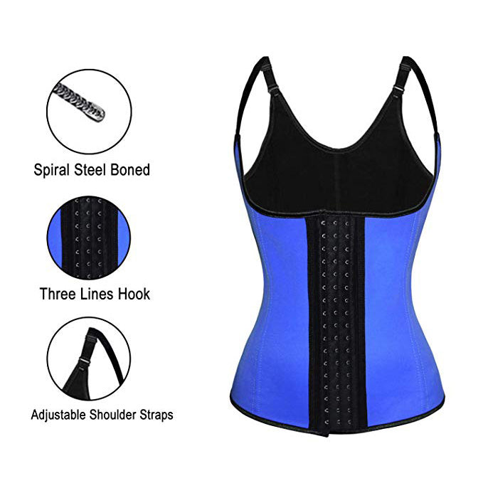 4XL Blue Latex Waist Trainer Vest retail Corset