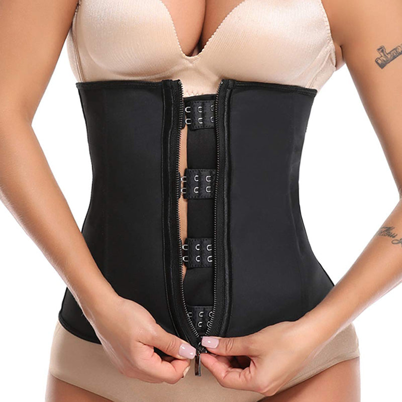 Hourglass Waist Slimming Latex Zipper and Hook Waist Trainer -Slliim