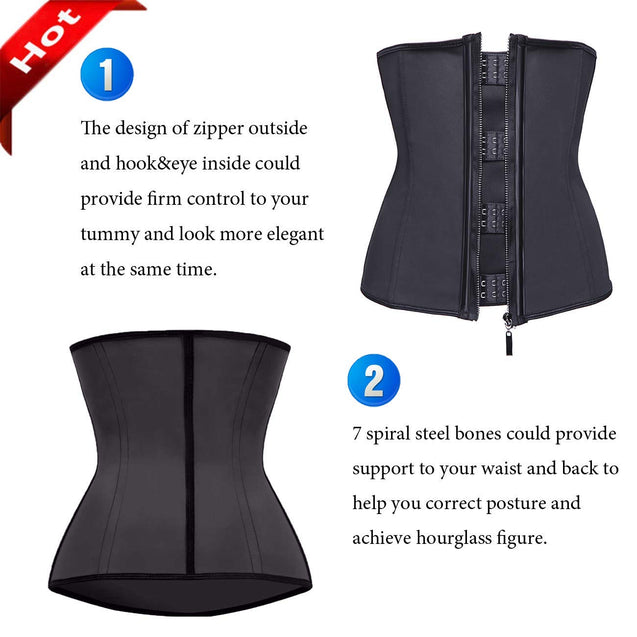 Latex Waist Training Corsets with Zip & Hook